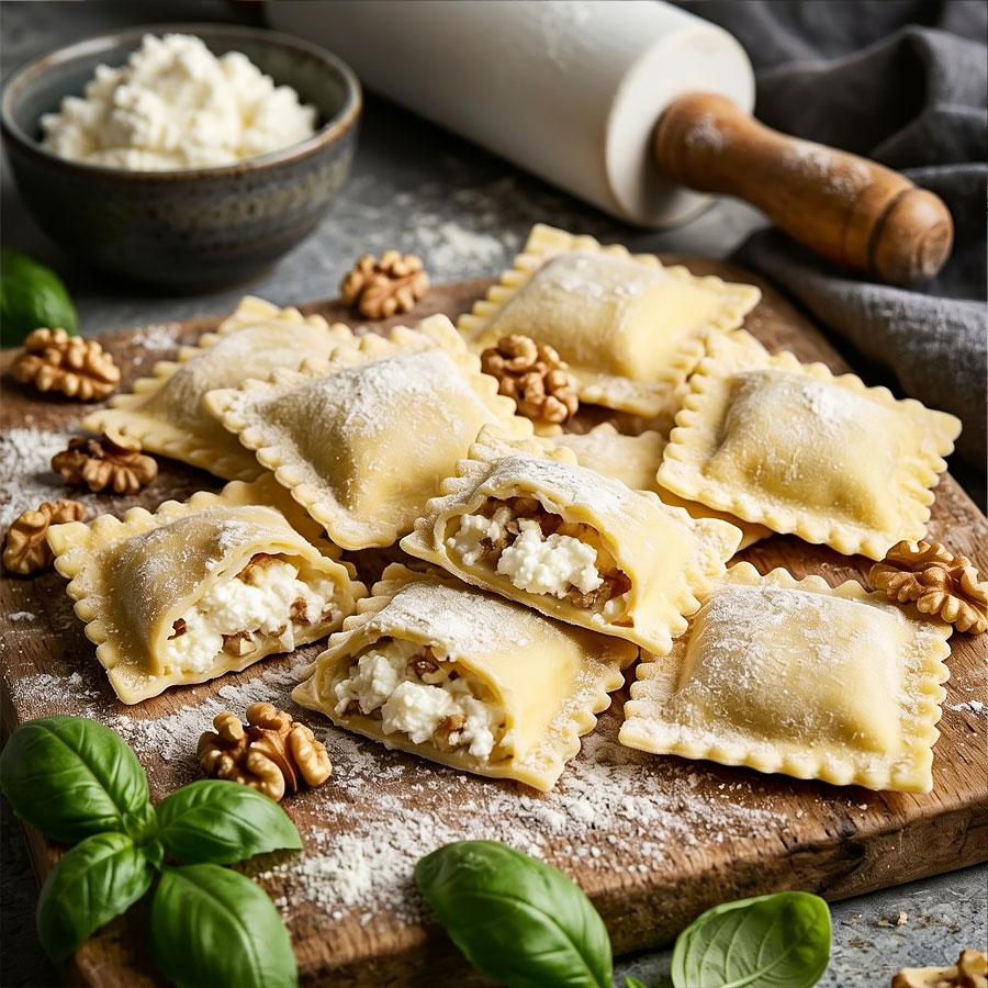 Ravioloni mit Käse & Walnüssen